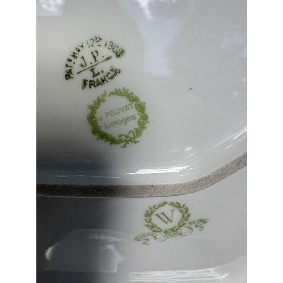 2 JPL Pouyat Limoges Platters Tray Hand Painted W/ Gold c1908-32 France Rare! - Picture 10 of 12